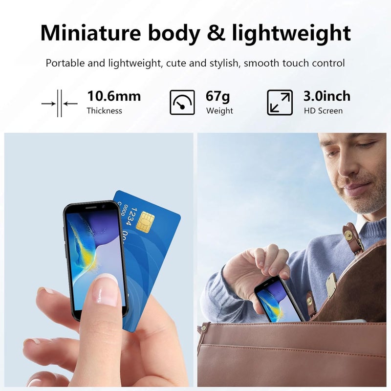 SOYES Mini Phone 4G Unlocked World's Smallest Mini Smartphone 3.0'' Touch Screen Compact Mobile Phone for Kids & Students 2000mAh Battery Cell Phone with Dual SIM Quad Core Face ID GPS 2GB+16GB Pink - Image 3